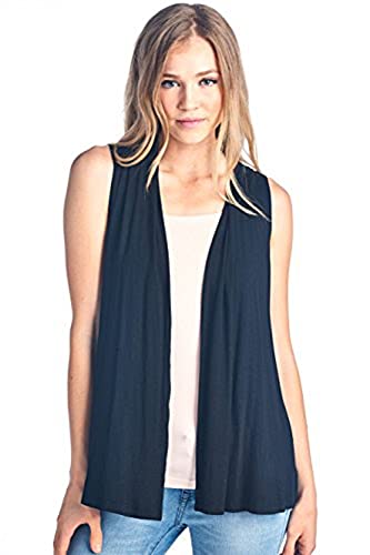Women's Sleeveless Extra Soft Viscose Made from Bamboo Layering Casual Cardigan Vest