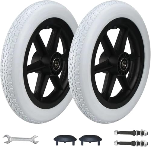 Conjunto de Ruedas Traseras para Silla de Ruedas de 12 Pulgadas, 12 1/2 X 2 1/4, Ruedas de Repuesto, Neumático Sólido Gris, Accesorios de Rueda Trasera para Sillas de Ruedas Manuales, Rodamiento: 12 m