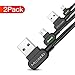 MCDODO Android Charger Pack of 2, Right Angle 90 Degree Micro USB Cable Nylon Braided with Led Light, Compatible for Samsung Galaxy S7 Charger, Samsung Charger Cord (4 ft 1200mm + 6 ft 1800mm)