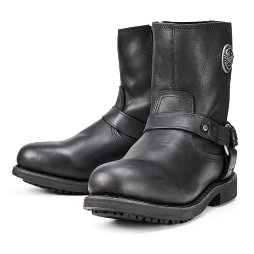 Image of Milwaukee Leather Men's Distressed Gray Leather 11-inch Classic Harness Square Toe Motorcycle Boots MBM9006 | Premium Material, Square Toe, Rider Ready, Durable Everyday Wear