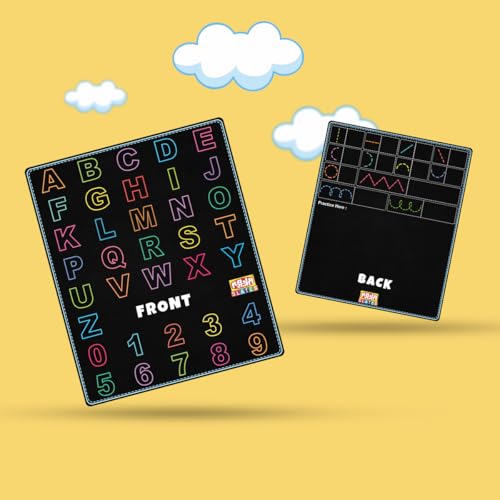 Image of TOKYODO Pre-Printed Rewriting Slates Chalk Board for Kids, Double Sided Writing Learning Black Board, with 4 Letter Spelling Cards (Pack of 4, Capital)