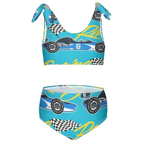 Boccsty Open Wheel Racing Car Girls Tankini Swimsuit Kids Bikini Sets 2 Pcs Bathing Suit for 3T