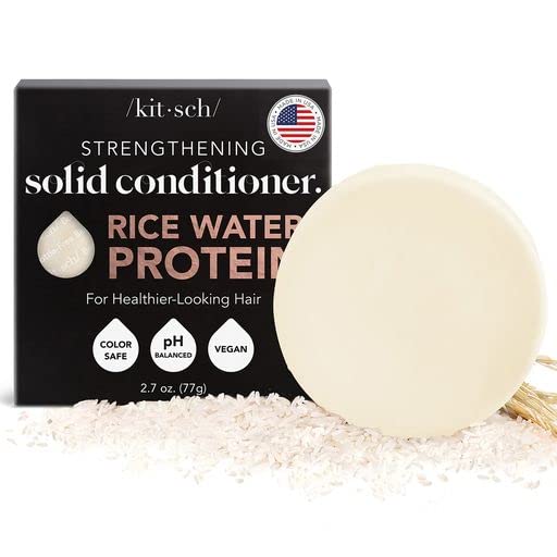 Kitsch Strengthening Hair Conditioner Bar with Rice Water Protein | Made in US | Eco-Friendly Cleansing and Moisturizing Conditioner Bar | Paraben Free | Sulfate free Conditioner | 2.7 oz