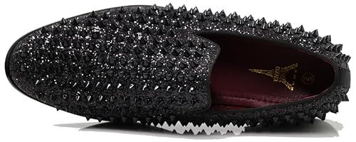 Image of SPK70 Men's Vintage Spike Dress Loafers Slip On Fashion Shoes Classic Tuxedo Dress Shoes