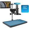 Microscope Kit Microscope Camera 1080P HDMI USB Industrial Digital Video Microscope Camera +120X 180X 300X C-Mount Lens+ Microscope Stand For PCB Soldering Microscope Lens Adapters ( Color : Black , S