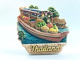 Thailand Poly Magnet Souvenir Asien Boot Schiff Früchte (te135)