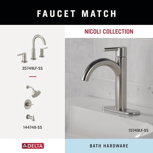 Image of Delta 4-Piece SpotShield Brushed Nickel Bathroom Set Towel Rack, Ring, Toilet Paper Holder, Hook | Nicoli Bath Accessories