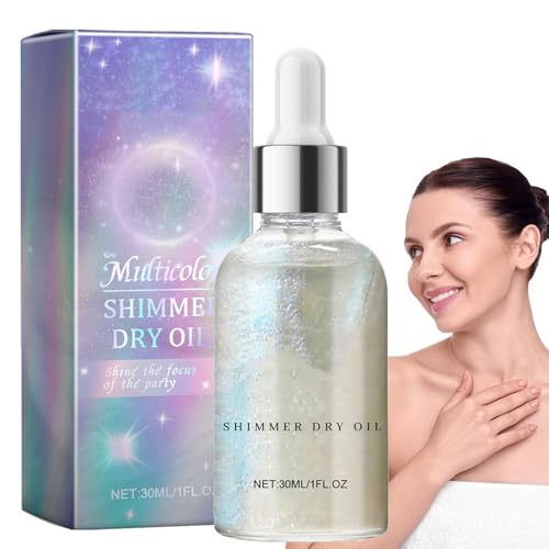 Body Glow Shimmer – Aceite corporal brillante | Aceite de brillo seco | Aceite corporal brillante de alto brillo | Aceite corporal con purpurina | Brillo corporal | Ingredientes aclaradores para