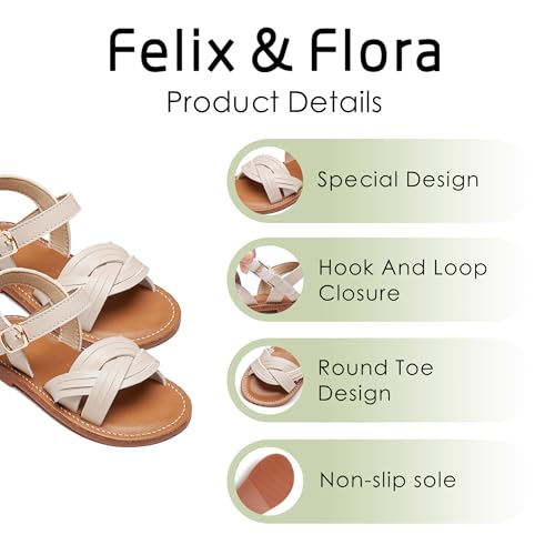Image of Felix & Flora Toddler Girl Sandals -Flower Girl Dress Shoes Open Toe Little Kid Flats