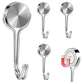 Buelkmag Magnetic Hooks, Heavy Duty 304 Stainless Steel Magnet Hooks for Cruise Refrigerator Grill,Strong Magnet with Hooks for Home Kitchen, Garage Toolbox,4pack οΌSilver,1.1in-1 22LbsοΌ