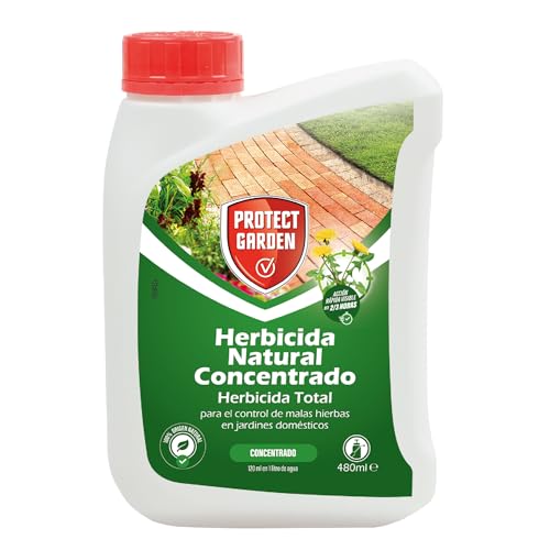 Protect Garden, Herbicida total de origen natural. Alternativa al glifosato de origen 100% natural. Acción rápida visible hasta 4 semanas. 480ml
