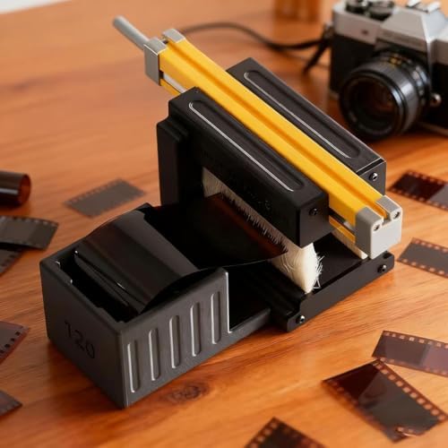 Kit de eliminación de polvo de película antiestática | Limpiador deslizante negativo con módulo de cepillo y caja de almacenamiento para película 120-135 - Herramienta de limpieza esencial para