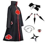 Perfekter Anime Cosplay - Akatsuki / Itachi Uchiha Cosplay Weihnachten Halloween Party Kostüm Umhang für Fans Erwachsene, Cosplay, Halloween-Kostüm, Bühnenshow, Party kostüm.