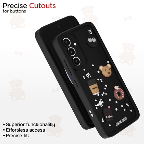 Image of Pikkme Back Cover for Samsung Galaxy S23 FE 5G | Cute Fun Cartoon 3D Bear Silicone Full Body Protection Bumper Cover (Black) | Cute