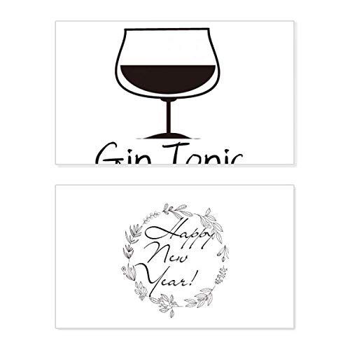 Tarjeta de Año Nuevo Silhouette of Gin Tonic para brindar con elegantes mensajes de bendición