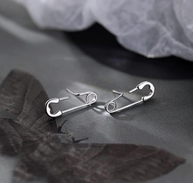 SLUYNZ 925 Sterling Silver Safety Pin Stud Earrings for Women Teens Paper Clip Earrings Punk Earrings Cute Stud Earrings - Image 5