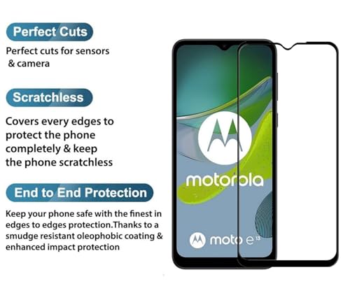 Image of HD Tempered Glass Screen Protector Compatible For Moto E13 4G With Edge To Edge Coverage And Easy Installation Kit
