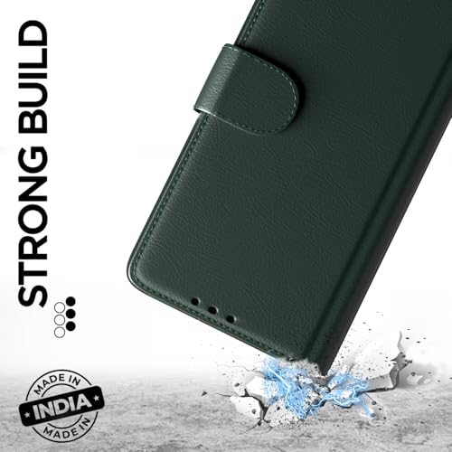 Image of Pikkme Flip Cover for Mi Redmi A7 Pro /Poco C85x 5G / C81 Leather Finish | Inside TPU with Card Pockets | Wallet Stand and Shock Proof | Complete Protection Flip Case (Green)