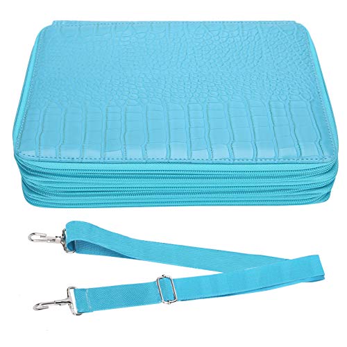 ZIXINNKC Estuche de lápices de colores 252 agujeros de gran capacidad pintura artística pluma bolsa de almacenamiento portátil de PU (Azul)
