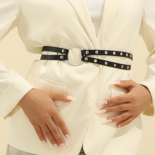 Grommet Waist Belt Punk Double Skinny Chain Buckle Modern Waistband Waist Chain Studded Belt Studded punk belt4
