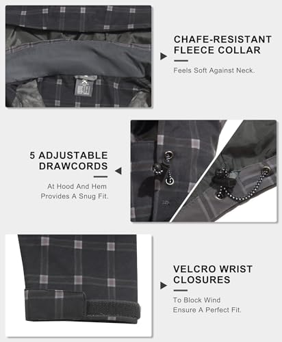 Image of Little Donkey Andy Mens Waterproof Rain Jacket Lightweight Windbreaker Hooded Jacket Packable Raincoat for Outdoor Hiking
