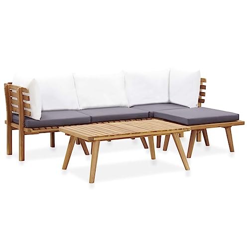 vidaXL Akazienholz Massiv Gartenmöbel 5-TLG. Gartenset Sitzgruppe Garten Garnitur Lounge Sofa Sitzgarnitur Gartensofa Ecksofa Mittelsofa