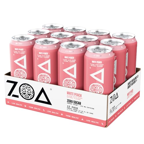 ZOA Zero Sugar Energy Drinks, White Peach - Sugar Free with Electrolytes, Healthy Vitamin C, Amino Acids, Essential B-Vitamins, and Caffeine from Green Tea - 16 Fl Oz (12-Pack) - Thumbnail 5