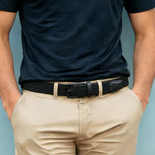 Image of BELTROAD Elastic Braided Belt Mens Golf Belts No-Hole Design Lightweight Breathable Woven Stretch Belt for Golf Casual
