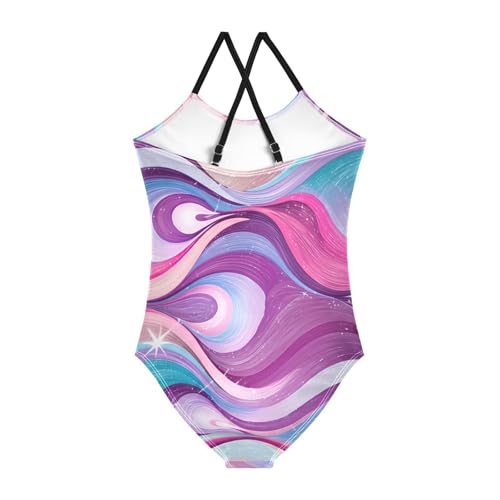 Waves Purple Girls One Piece Swimsuit Beach Swimwear 208619562