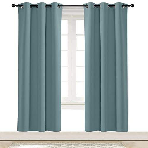 NICETOWN Greyish Blue Blackout Window Curtain for Kitchen Noise Reducing Solid Grommet Window Treatment Drapery/Drape for Thanksgiving & Christmas Decor (1 Panel, 42 by 72 inches) Greyish Bl