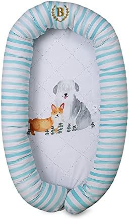 Baby Jalebi Personalized Soft Organic Cotton Baby Nest/Switcheroo (Woofington, Initials"B")
