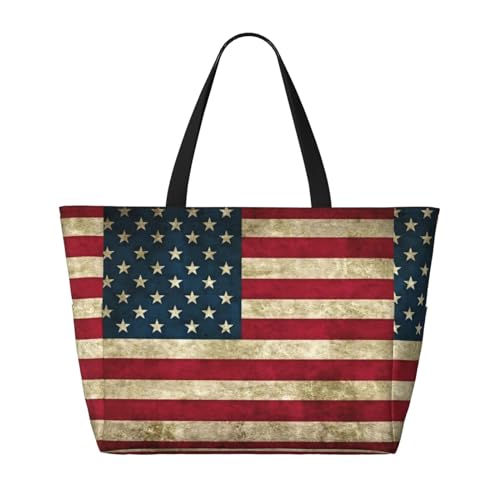 American Flag Large Capacity Foldable Tote Bag Women Beach Tote Bag Handbag Gym Bag Travel Shopping Bag2