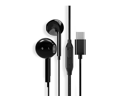 Generic USB Type C Headphones HiFi Stereo Noise Earbuds reduction with Mic&Volume Control compatible Samsung Galaxy S23 S20 S10 Huawei P40 P30 Mate 20,Google Pixel 6,iPad Pro 2022,OnePlus (black)