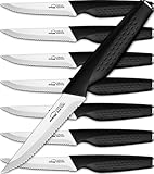 Steak Knives Set of 8, Stainless Steel Steak Knife Set, Serrated Steak Knives Dishwasher Safe,...