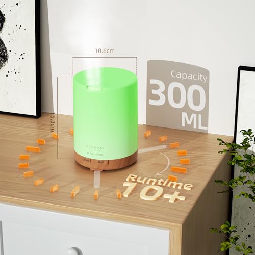 ASAKUKI Diffusers 300ml with 6 * 10ml Essential Oils Set, Aromatherapy Ultrasonic Cool Mist Essential Oil Diffuser with 7 Color Lights, Auto Shut-Off for Home Bedroom Office - Image 4
