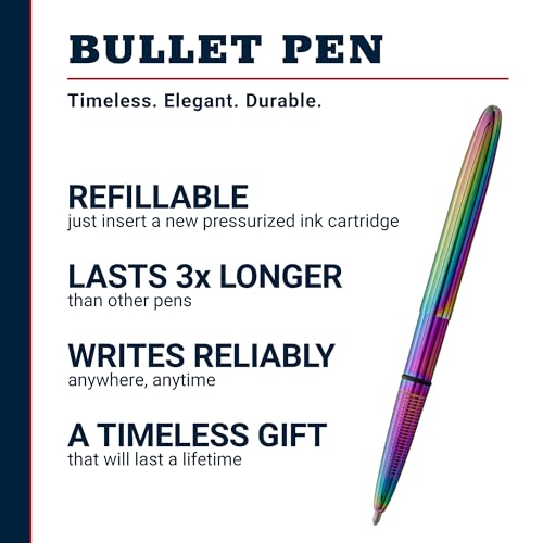 Image of Fisher Space Pen Supernova Rainbow Titanium Nitride Bullet Pen, Pressurized Ballpoint Pen, Compact Size, Writes Upside Down, Extreme Temperatures, Black Ink, Medium Point, Gift Box, Made in USA