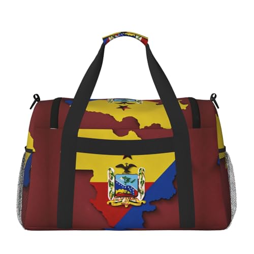 Venezuela map with a pattern print Travel Duffle Bag Gym Bag for Women,Puffer Tote Bag,Weekender Overnight Bag Organizer2