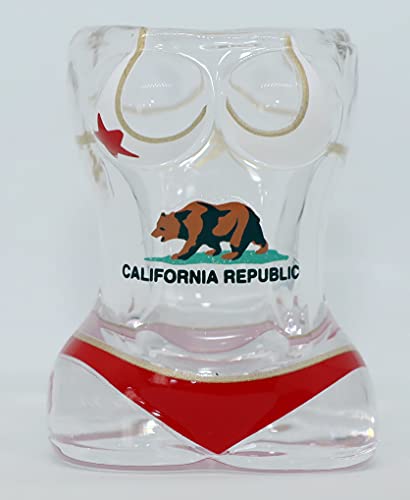California Republic Flag Bikini Bust 3D Shot Glass