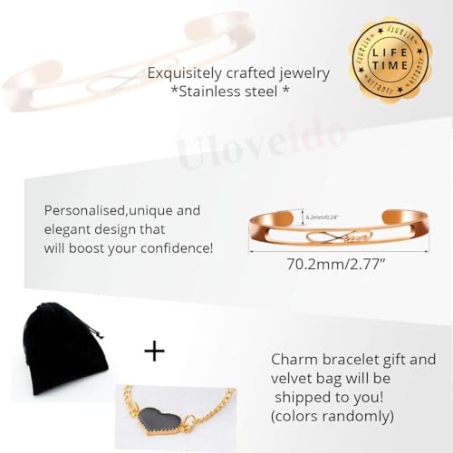 Image of Uloveido Infinity Love Bracelets for Women Rose Gold Plated Stainless Steel Bracelet for Lady Mom Anniversary Birthday Gifts with Letter Love Y468