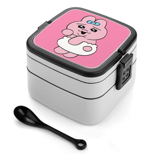 おぱんちゅうさぎ 弁当箱 おべんとう箱 2段 1000ml 漏れ防止 スプーン付き ハンドル付き 大容量 男女兼用 子供用 学生 大人用 持ち運び便利 通勤 通学