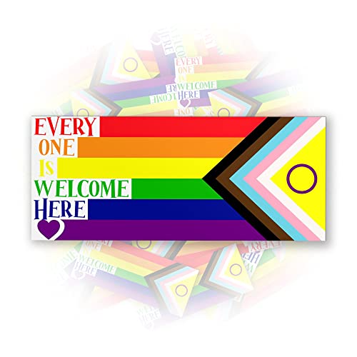 Everyone Is Welcome Here Sticker Diversity Lgbt Safe Space Trans Pride Teacher Appreciation Heart Die-Cut Waterproof Vinyl Sticker For Laptop Water Bottle Phone Case Cars Merchandise Decor Decal Stuff Gift Idea For Her Him Adults Kid V1 #TOP27