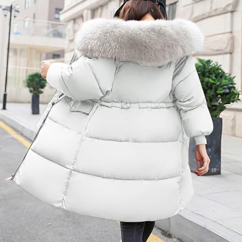 Angxiwan frauenmantel Wintermantel Winterjacke Lang Puffer Jacke Warm Gefüttert Winterparka Winter Mantel Parka Steppmantel Reißverschluss Daunenmantel mit Kapuze steppjacke damen