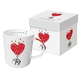 PPD Love Carries All Trend Kaffeebecher, Kaffeetasse, Kaffee Becher, New Bone China, Weiß / Rot, 350 ml, 603273