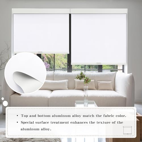 Image of SUNOFF Cordless Blackout Roller Shades for Windows,32.5 inch W x 72 inch H,White