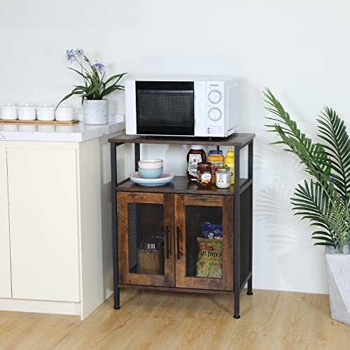 X-Cosrack Wine Bar Rack Cabinet With Detachable Wine Rack, Coffee Bar Cabinet With Glass Holder, Small Sideboard And Buffet Cabinet With Mesh Door, Rustic Brown(Patent Pending) #TOP4