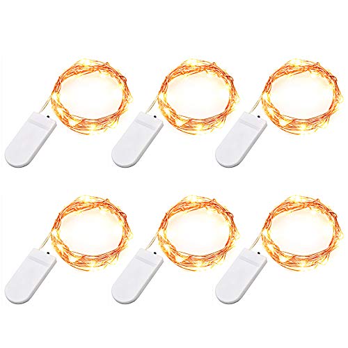 Engilen Fairy Lights 7.2 Feet 20 LED Copper Wire String Lights Decorative Lights Battery Operated, Warm White (6 Pack)
