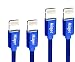 Miger 4Pack 1Ft/3Ft/6Ft/10Ft Nylon Braided Apple Certified Lightning Cables to USB Charge and Sync Cable for X,8,8Plus,7,7Plus,6S,6Plus,SE,5S,5,iPad,iPod Nano 7(Blue)