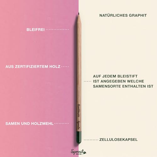 Sprout World Bleistifte | Thank You Edition | Pflanzbare Bleistifte mit Blumensamen | Nachhaltiges Dankeschön-Geschenk | 5er-Pack | Umweltfreundliches Holz