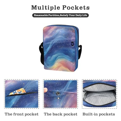 small messenger bag for men Small Crossbody Bags For Women Lady Shoulder Handbags Adjustable Strap for business business- Beauty Pink Royal Blue Rainbow2