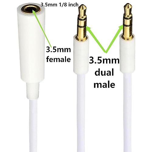 Splitter audio 3.5mm 1 hembra a 2 macho blanco 0.5m miniatura 4